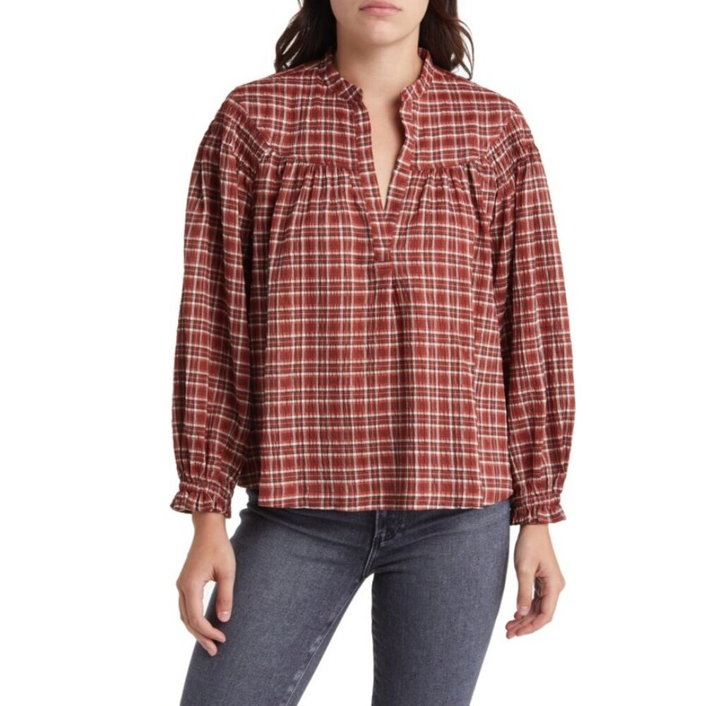 Treasure & Bond Red Plaid Blouse